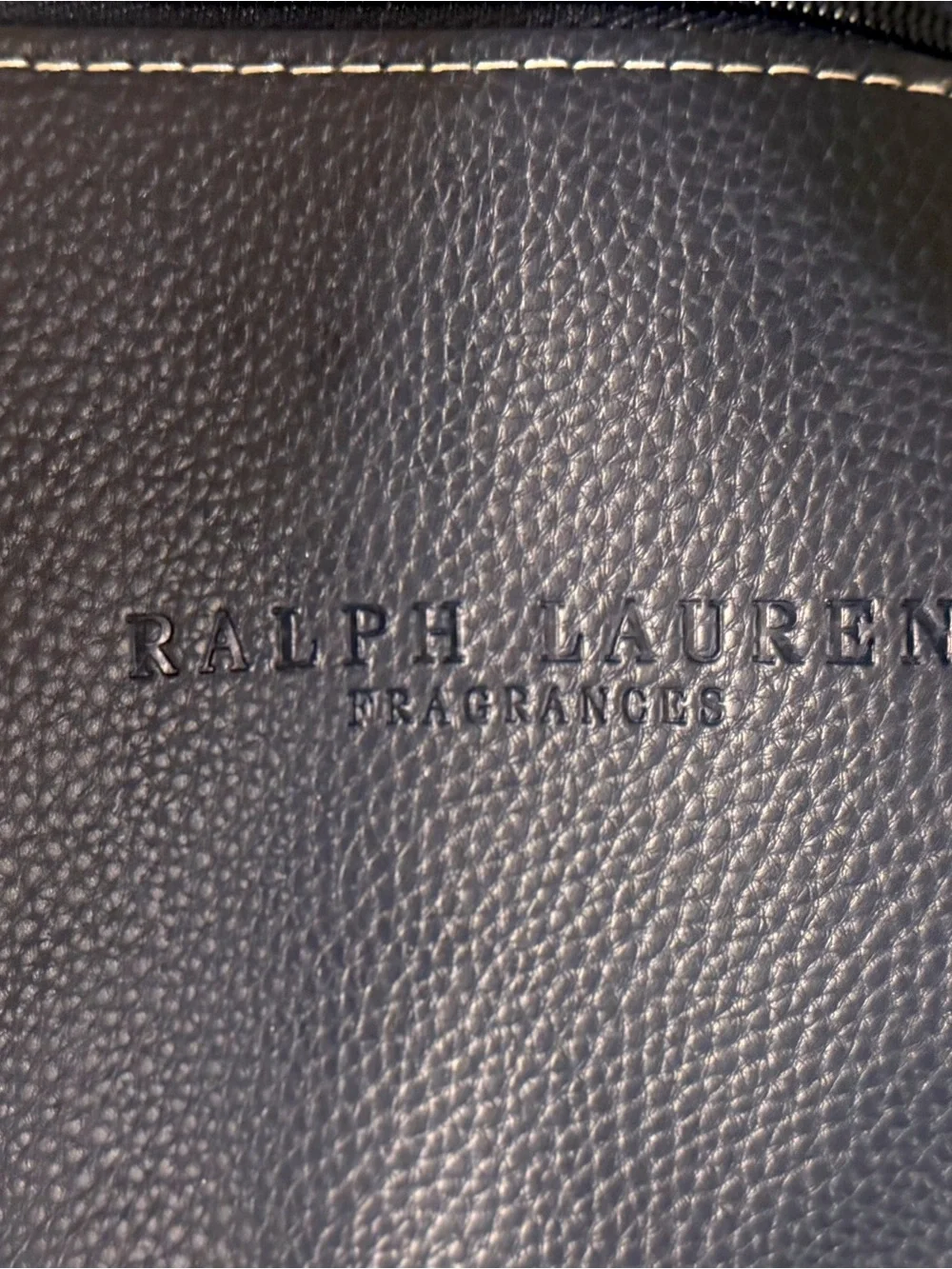 Classic !Ralph Lauren Navy and White Polo Large Vegan Leather Duffel Bag